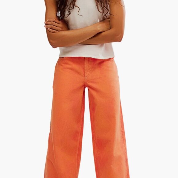 NWT FREE PEOPLE We The Free Waterfall Baggy Wide Leg Jeans Boho Size 24S $148 - Picture 4 of 16